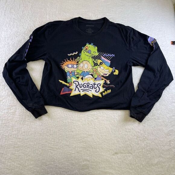 Nickelodeon Rugrats Only Black Midriff Long Sleeve T Shirt Large - Picture 1 of 13